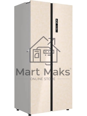 Холодильник Lex LSB525BGID бежевый мрамор двухкамерный 304/206л морозилка сбоку, No Frost, Side by Side