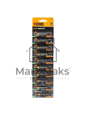 Набор бит Denzel PZ2х50, сталь S2, 10 шт., круглый профиль, отрывная упаковка