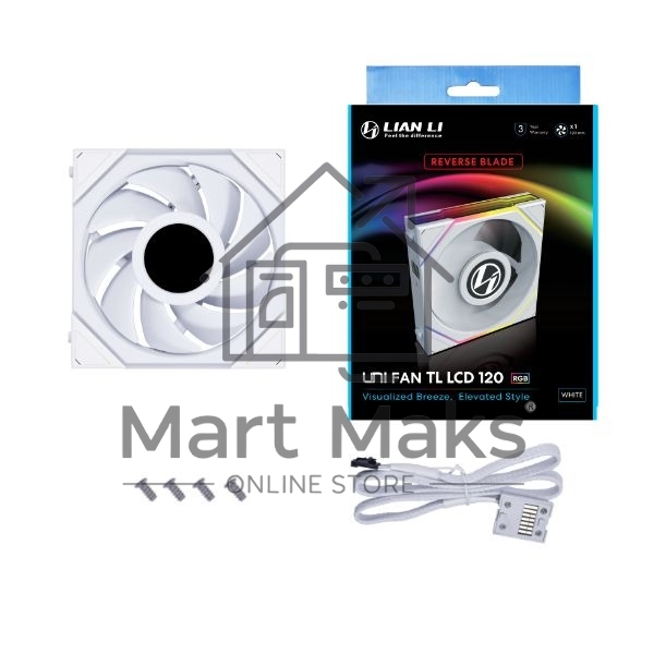 Вентилятор для корпуса Lian-Li Uni Fan TL 120 LCD ARGB G99.12TLLCD1W.00 белый 120мм 1900rpm 27db 7-pin