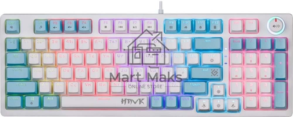 Клавиатура Defender Hawk GK-418 проводная, USB, белый + голубой