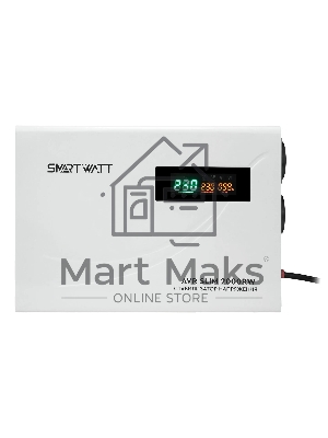Настенный стабилизатор напряжения SMARTWATT AVR SLIM 2000RW (100W - 260W, 2000VA, 2 кВт, 50 Гц, розеток - 2, LED-дисплей