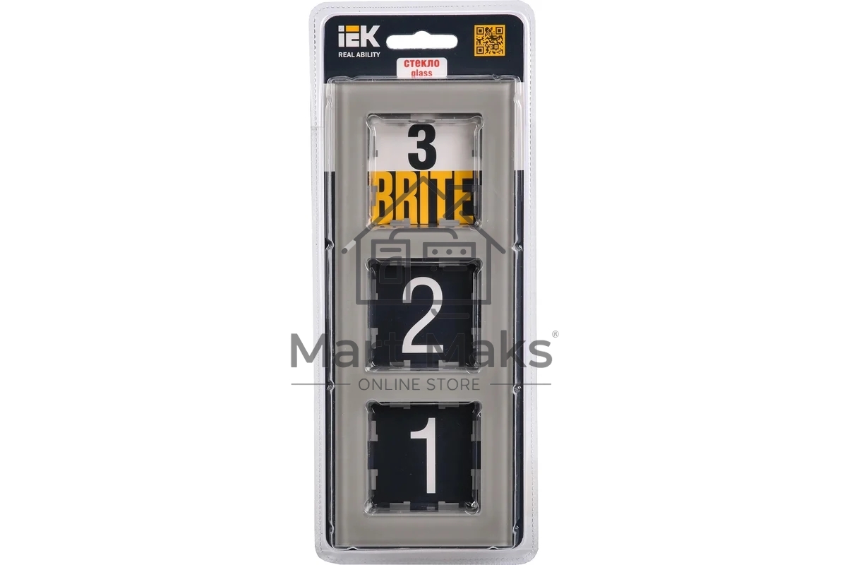 Рамка 3 -местная IEK BRITE РУ-3-2-БрД стекло дымчатый