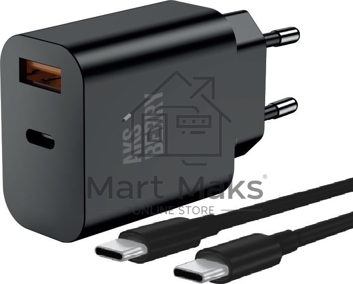 Зарядное устройство Aksberry (6900253230016) T43 20W PD + QC3.0 + кабель Type C, черный