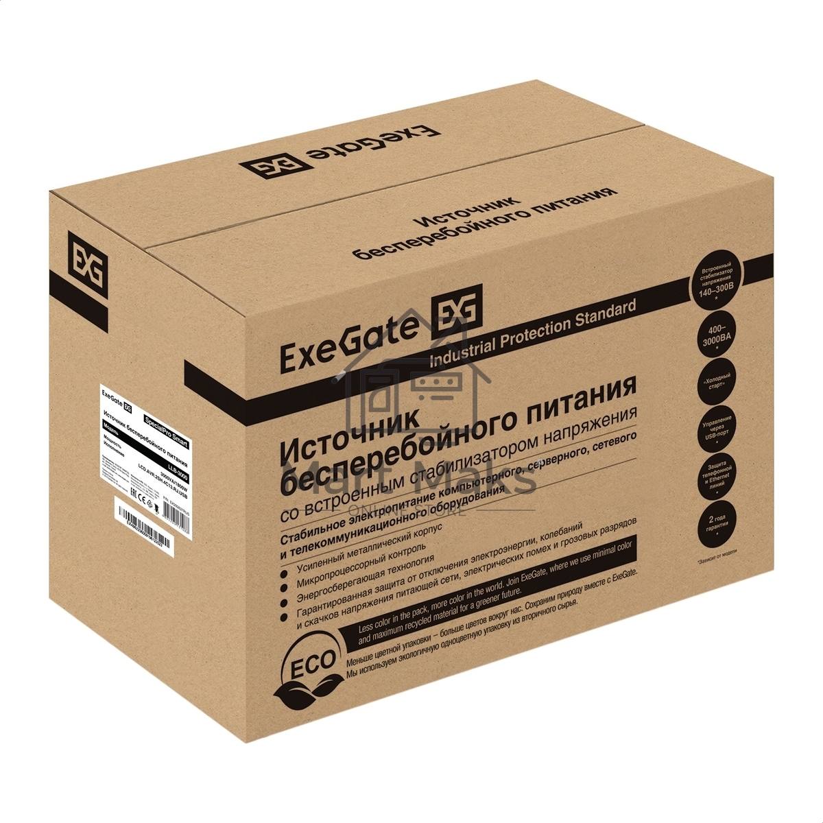 Источник бесперебойного питания ExeGate EX292637RUS SpecialPro Smart LLB-3000.LCD.AVR.2SH.4C13.RJ.USB 3000VA/1800W, LCD, AVR,2*Schuko+4*C13,RJ45/11,USB, металлический корпус, черный