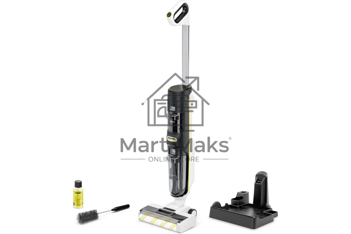 Пылесос вертикальный моющий Karcher FCV 4 белый/черный, питание от аккумулятора, 180 Вт, уборка влажная/сухая, пылесборник 0.45 л
