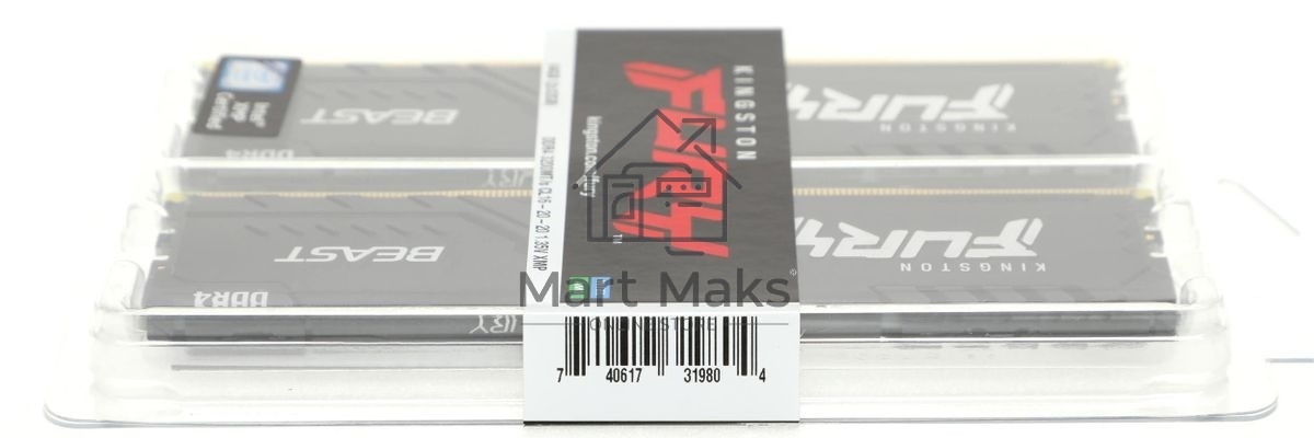 Оперативная память Kingston Fury Beast, DDR4, 64GB (2x32GB), 3200MHz, CL16, DIMM, черный