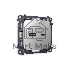 Комплект механизма розетки OMEGA Серебро глянец 2USB A+C 20W (быстрая зарядка) QUANT (OP4110, VM177) MO411010 Комплект механизма розетки OMEGA Серебро глянец 2USB A+C 20W (быстрая зарядка) QUANT (OP4110, VM177) MO411010