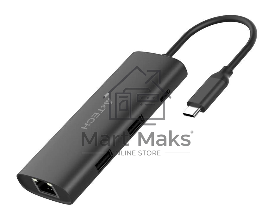 Разветвитель USB-C A4Tech DST-80C 2порт. серый