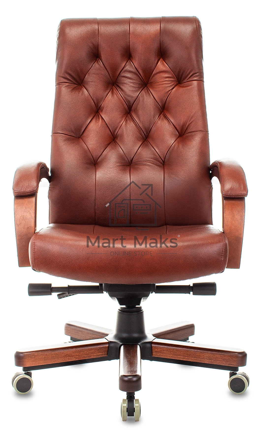 Кресло руководителя Бюрократ T-9928WALNUT светло-коричневый Leather Eichel, кожа, крестов. металл/дерево
