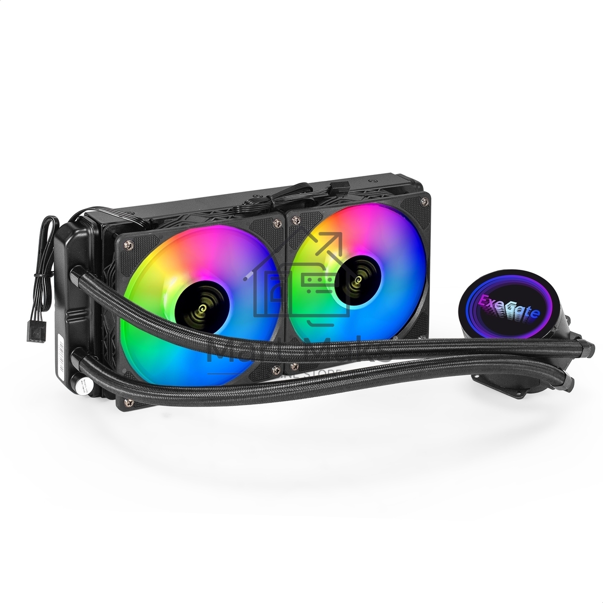 Комплект водяного охлаждения ExeGate BlackWater-240V2.PWM.RGB EX293457RUS черный 120мм алюминий+медь 2000rpm 22db 4-pin