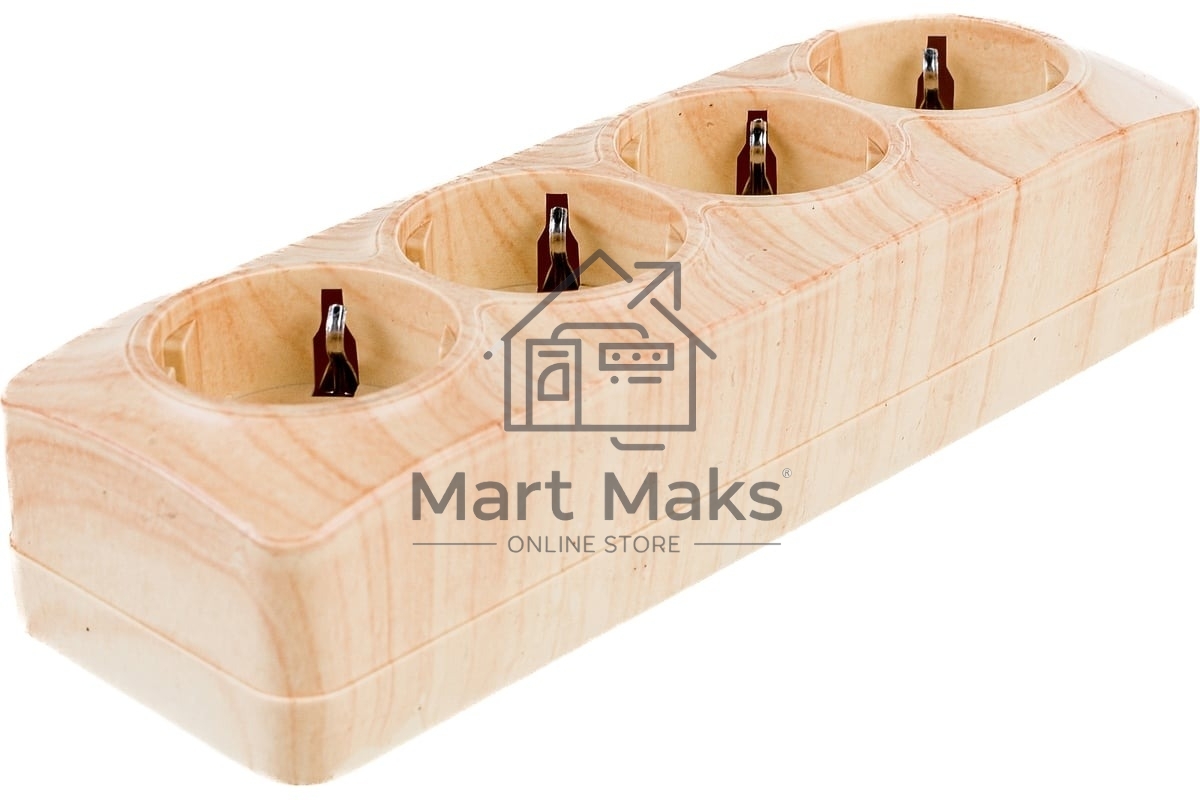 Розетка 4-м ОП GLORY РС24-3-ХС 16А с заземл. сосна IEK ERH41-K34-16