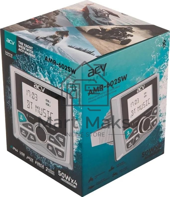 Автомагнитола ACV MARINE AMR-602SW 4x50Вт v5.0 USB 2.0 AUX 3