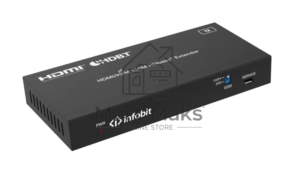 Удлинитель сигнала Infobit E150SK HDBaseT (Tx и Rx), HDMI 18,0 Гбит/с, 150 м для 1080p, 120 м для 4K/60 Гц., KVM, Двунаправленный ИК и RS232, POC, HDCP 2.2, Комплект.
