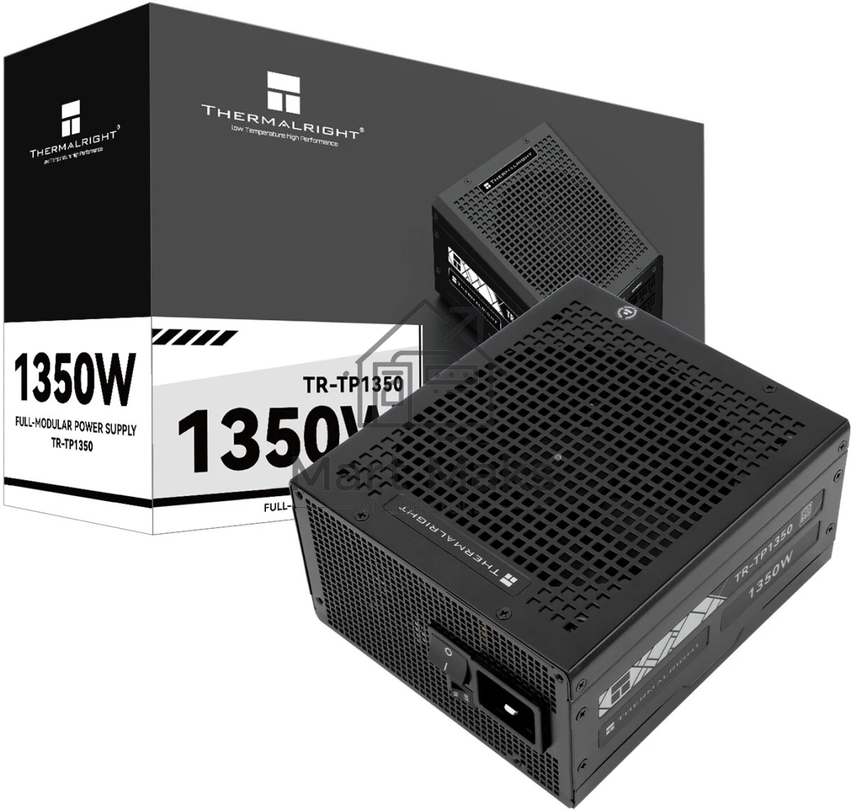 Блок питания Thermalright, 1350W 80+ Platinum (ATX, 3.0, PCIe 5.0, Full modular, 1x24(20+4)pin 600mm, 2xCPU 8(4+4)pin, 2xPCIe*2 8(6+2)pin, 2x12VHPWR PCIe 5.0 12+4pin 600mm, 6xSATA, 5xMOLEX4pin, Active, 120x120mm, 170x150x86mm, OPP, OVP, OTP, OCP, SCP, bla