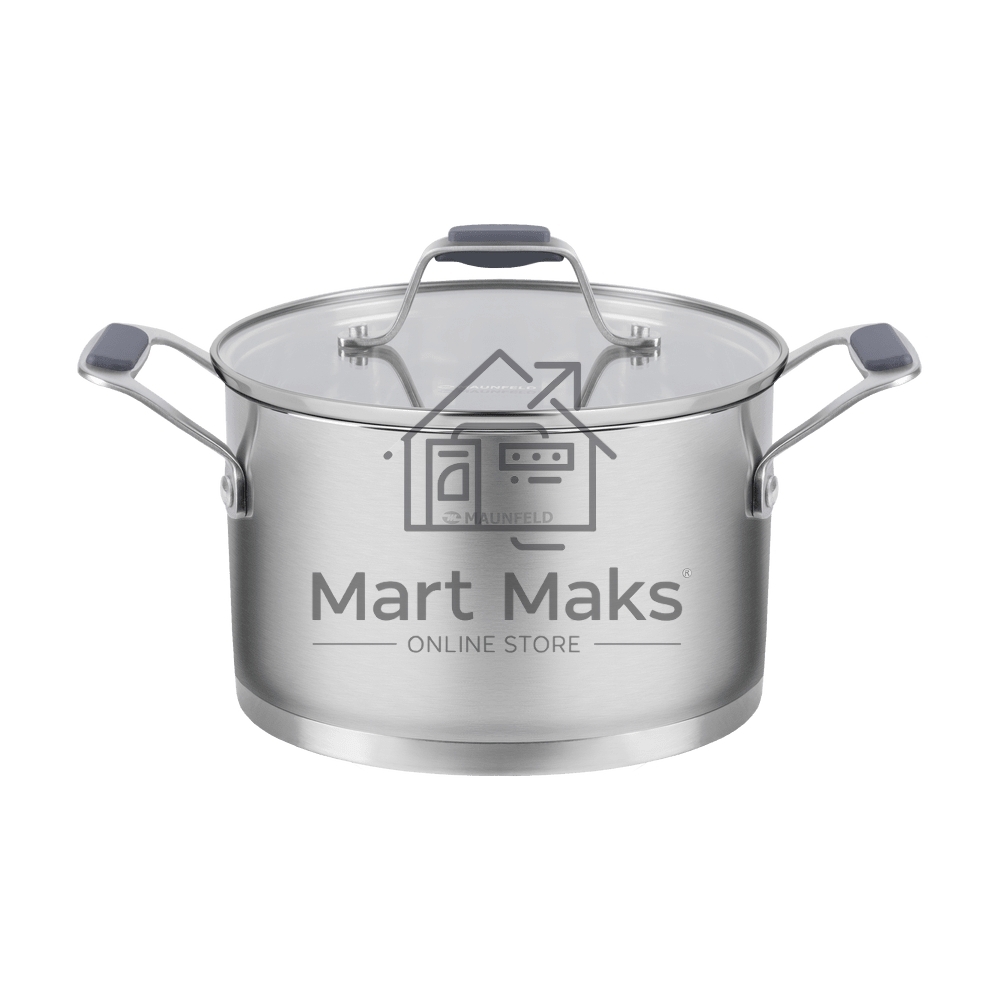 Кастрюля Maunfeld Madison MF30MS01CR из нержавеющей стали со стеклянной крышкой, 18см, 2,6л.