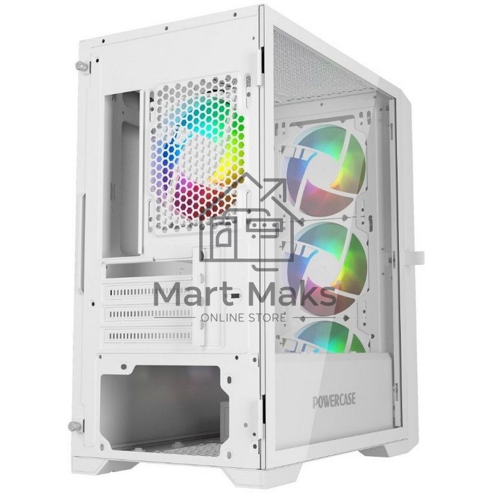 Компьютерный корпус Powercase Mistral Micro X4W, Tempered Glass, 4х 120mm 5-color fan, белый, mATX (CMMXW-L4)