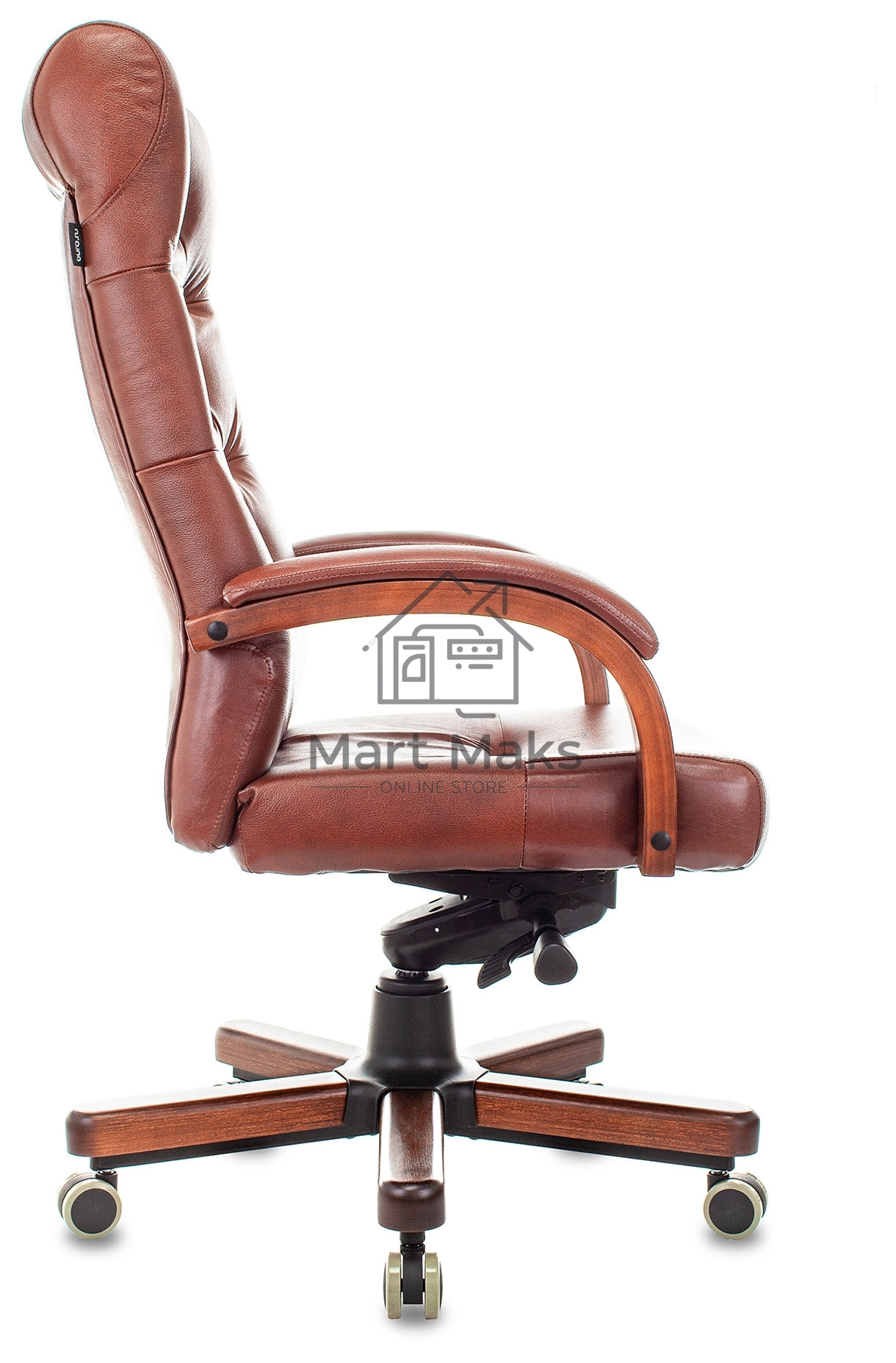 Кресло руководителя Бюрократ T-9928WALNUT светло-коричневый Leather Eichel, кожа, крестов. металл/дерево