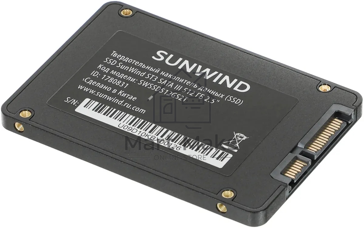 Накопитель SSD SunWind ST3 SWSSD512GS2T, 512Gb, SATA III, 2.5