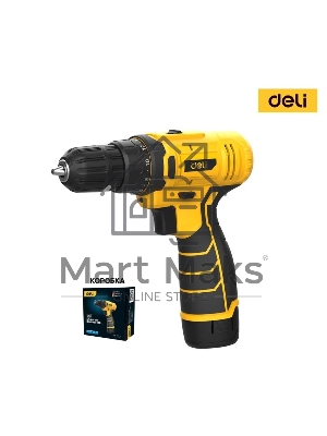 Дрель-шуруповерт Deli DL-DZ12-4A2, Аккумуляторная, 12В, 1 АКБ