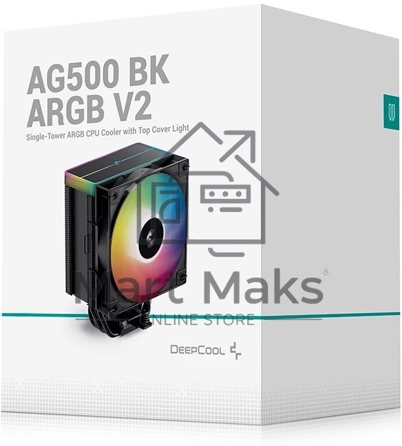 Кулер для процессора DEEPCOOL AG500 BK ARGB V2 черный 120мм алюминий+медь 1900rpm 29.4db 40pin 240W 160мм