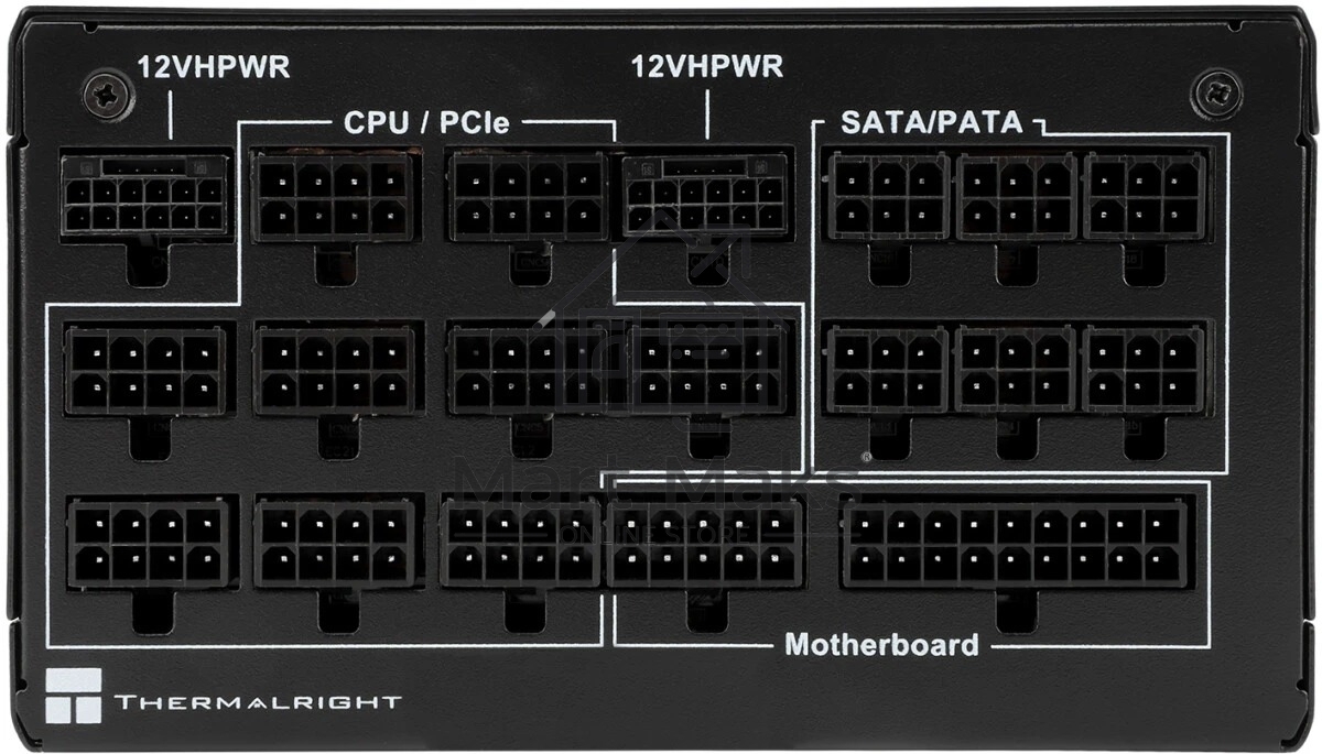 Блок питания Thermalright, 1350W 80+ Platinum (ATX, 3.0, PCIe 5.0, Full modular, 1x24(20+4)pin 600mm, 2xCPU 8(4+4)pin, 2xPCIe*2 8(6+2)pin, 2x12VHPWR PCIe 5.0 12+4pin 600mm, 6xSATA, 5xMOLEX4pin, Active, 120x120mm, 170x150x86mm, OPP, OVP, OTP, OCP, SCP, bla