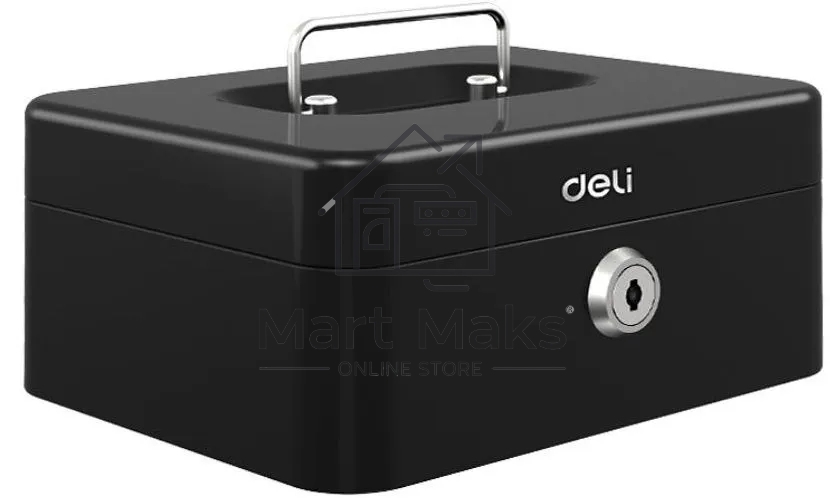 Ящик для денег Deli ET500 90x200x160 черный металл 1.2 кг