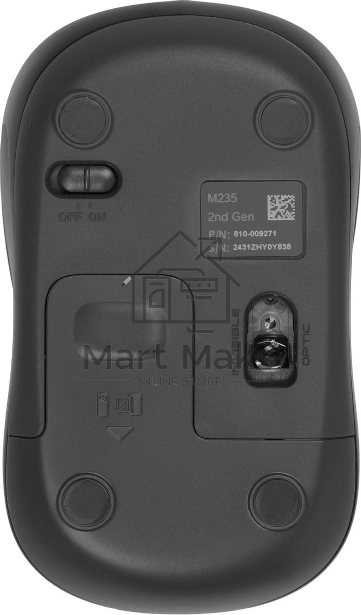 Мышь беспроводная Logitech M235 серый/черный, 1000 dpi, радиоканал, USB, кнопки - 3