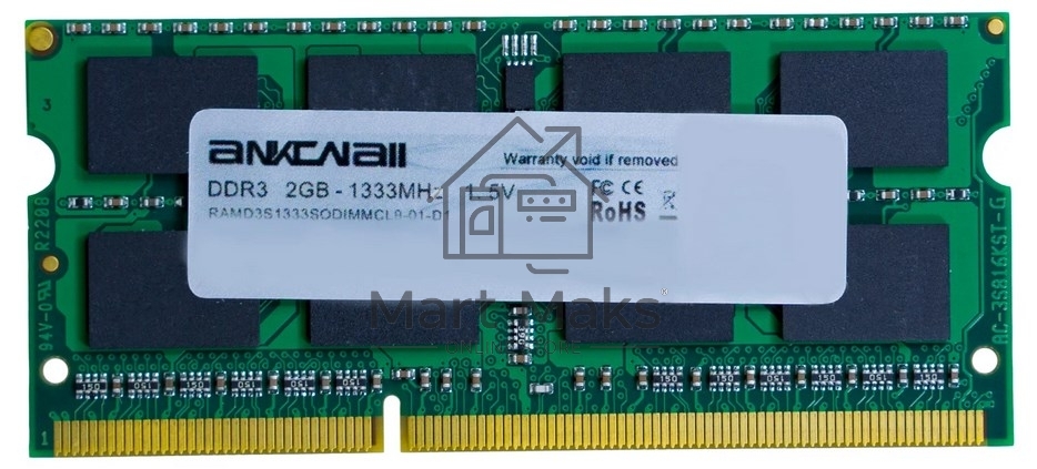 Оперативная память Ankowall, DDR3, 2GB (1x2GB), 1333 MHz, CL9, SO-DIMM