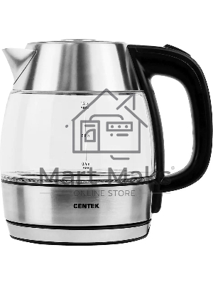 Чайник электрический Centek CT-0018, 1.2л, 1600Вт, стекло, серебристый