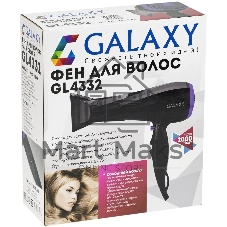 Фен для волос Galaxy Line GL 4332, черный, 2000Вт, 2 скорости потока воздуха, 3 температурных режима, функция 