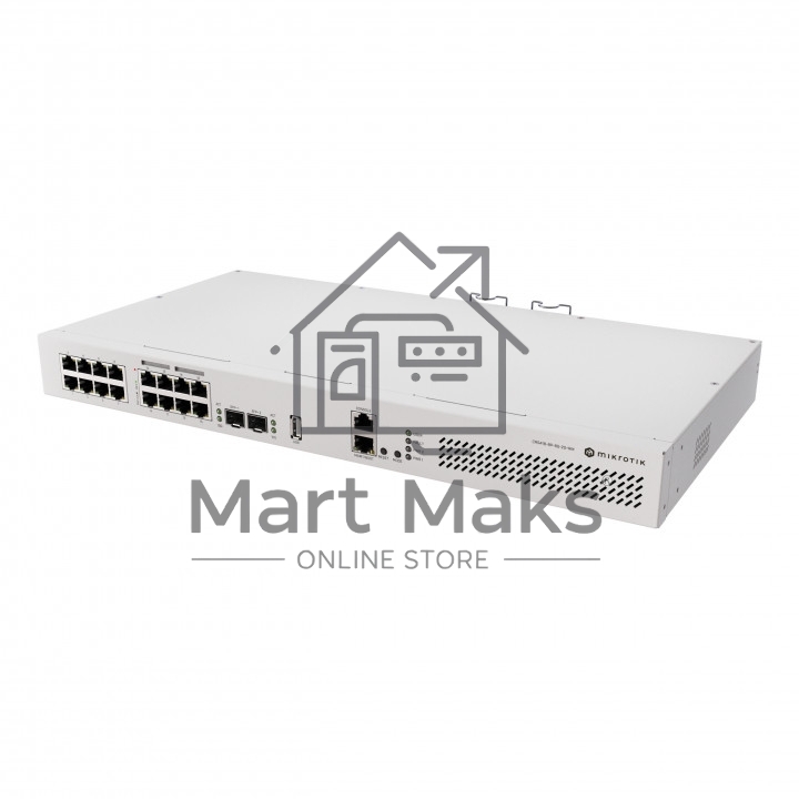 Коммутатор MikroTik CRS418-8P-8G-2S+RM, 17×1 Гбит/с (8×PoE) + 2×10 Гбит/с SFP+, управляемый