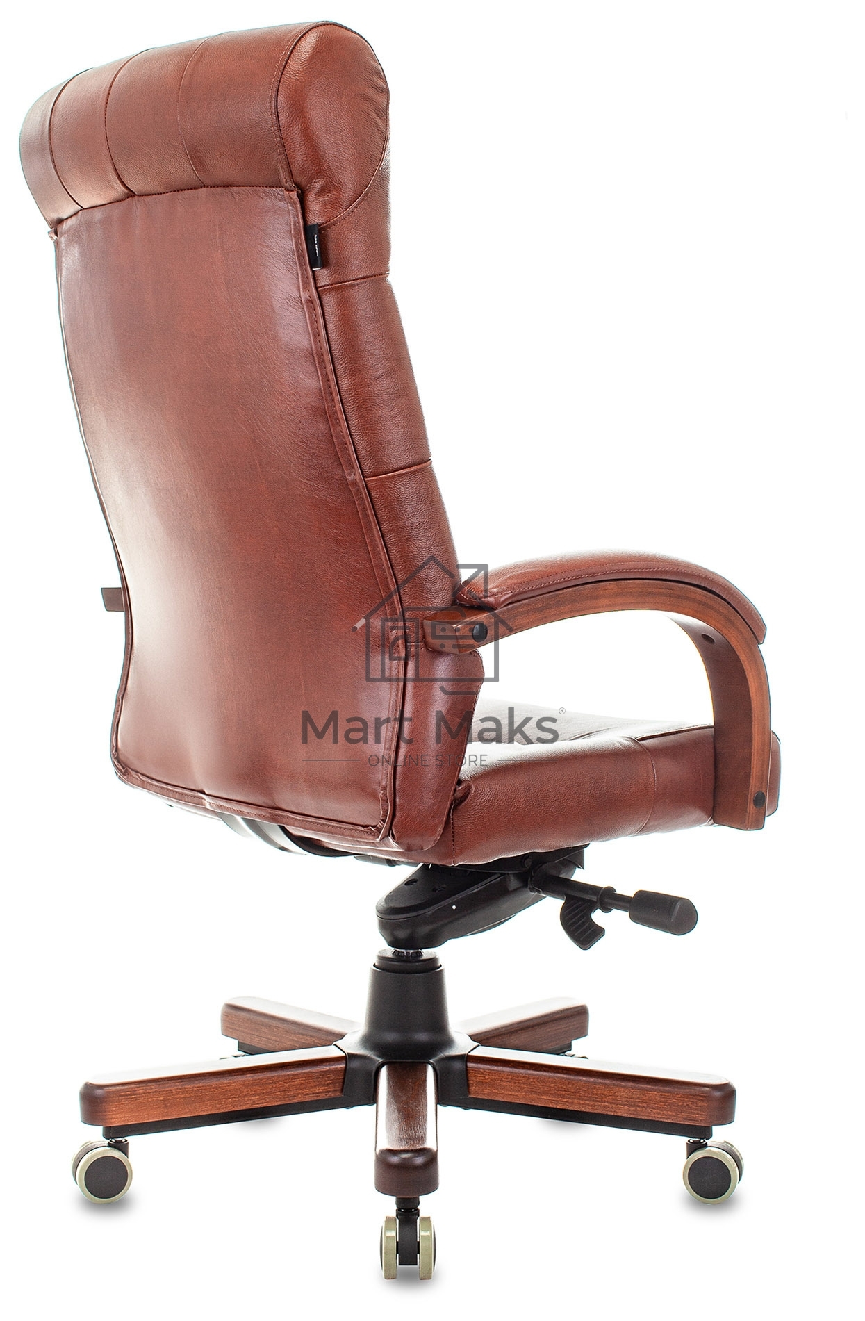 Кресло руководителя Бюрократ T-9928WALNUT светло-коричневый Leather Eichel, кожа, крестов. металл/дерево