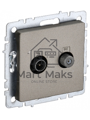 Розетка телевизионная двойная TV+SAT IEK BRITE РТВ/РСп12-БрШ шампань