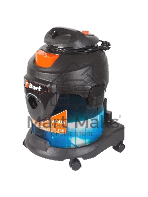 Строительный пылесос Bort BSS-1415-Aqua черный/синий, 200/1400 Вт, уборка сухая/влажная, пылесборник мешок/контейнер, 15 л