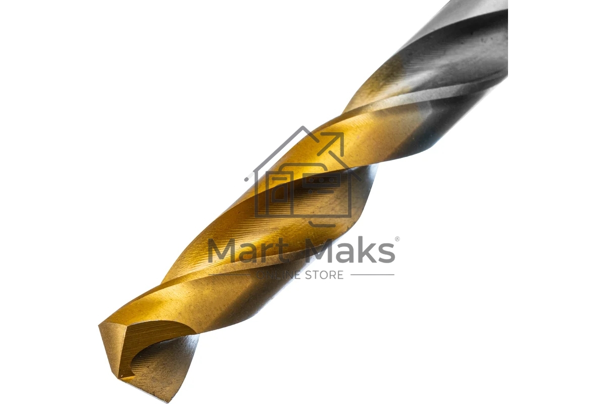 Сверло спиральное по металлу Denzel 9 х 175 мм, Р6М5, Golden Tip, удлиненное