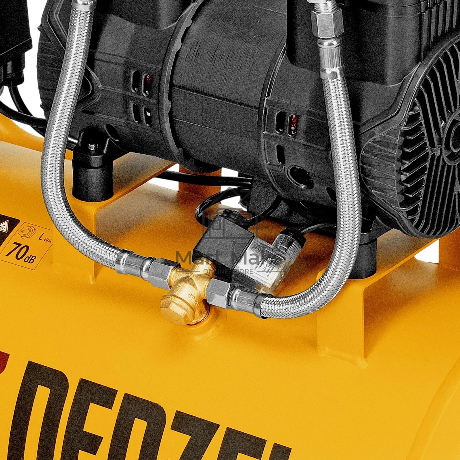 Компрессор безмасляный малошумный Denzel DLP-1500/50, 1,5 кВт, 50 л, 2850 об/мин, 250 л/мин