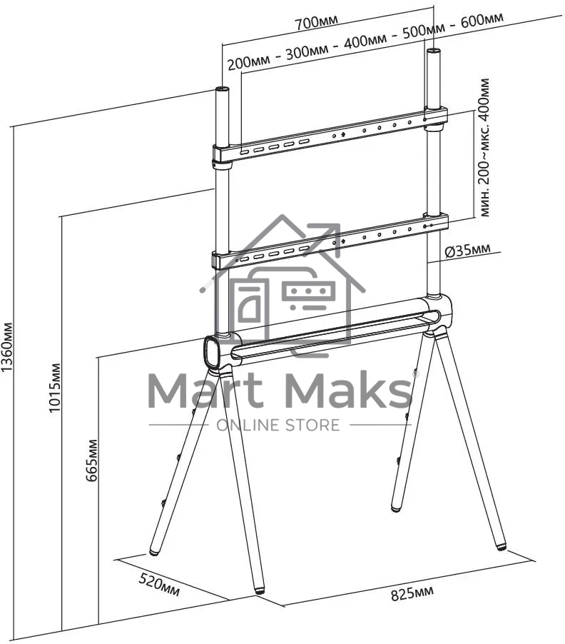 Подставка для телевизора Cactus CS-ST2946GY темно-серый, 49
