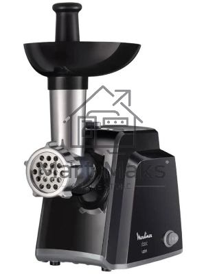 Мясорубка электрическая Moulinex ME105830 черный, 1400 Вт, 1.7 кг/мин, реверс, защита от перегрузки, насадки - 3