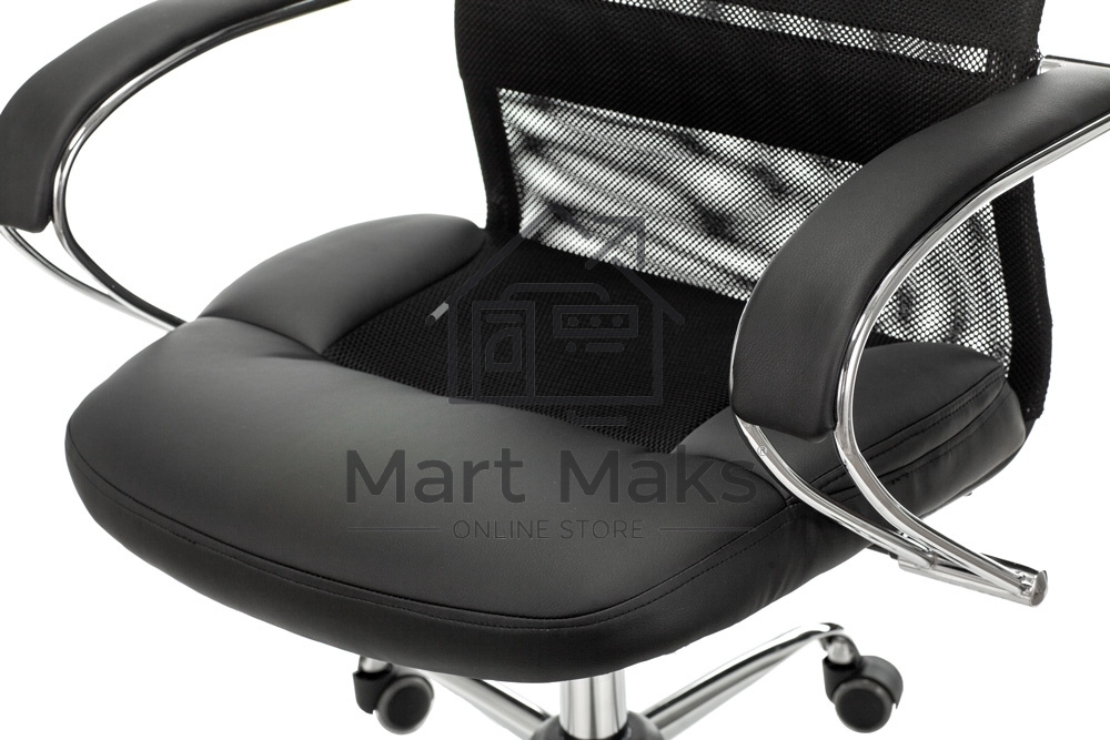 Кресло руководителя Бюрократ CH-608SL/BLACK TW-01 TW-11 черный, искусст.кожа/ткань, крестовина хром, спинка сетка