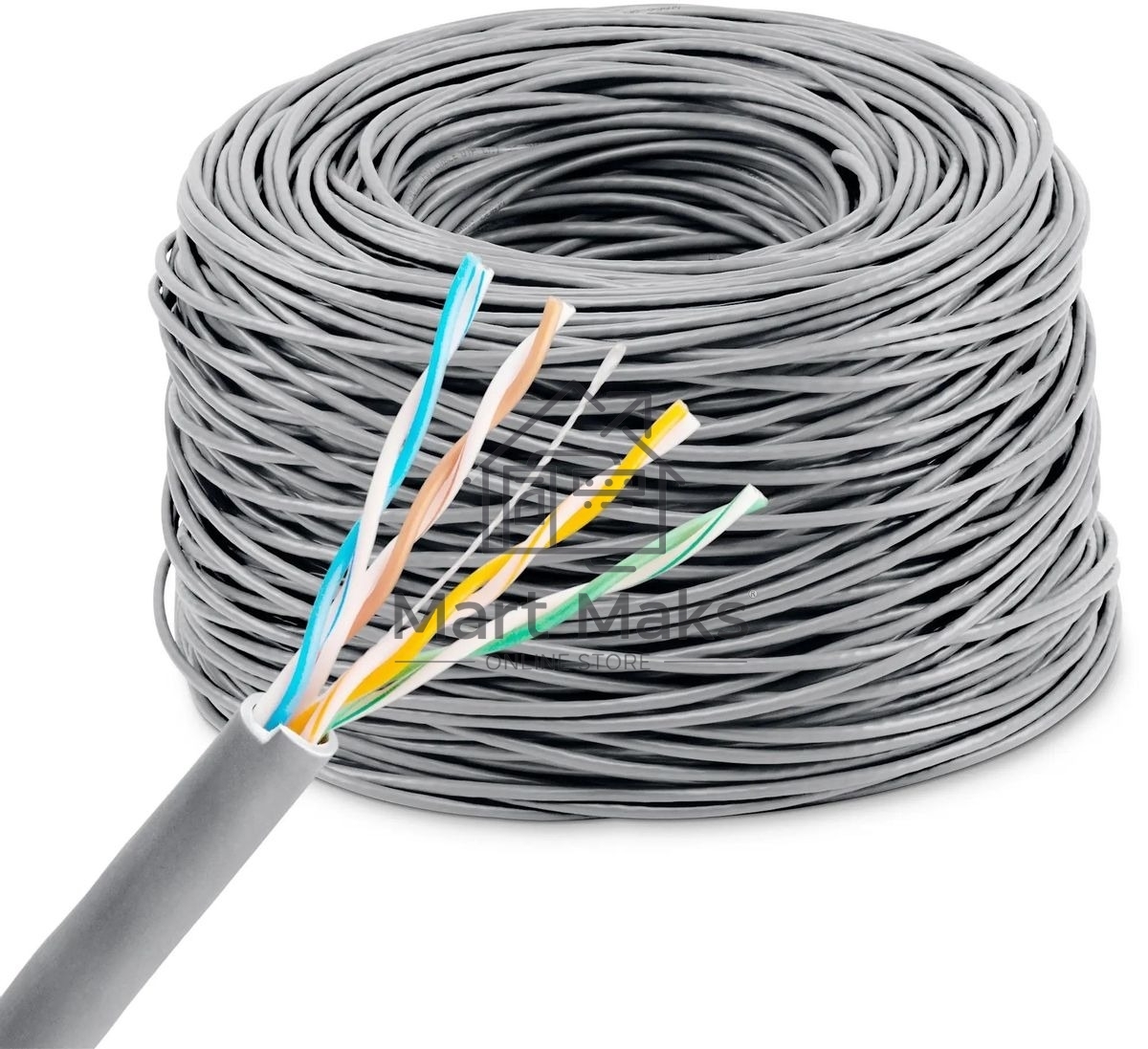 Кабель сетевой KingPrice KP-utp-c5e-0.5mm-CU-305m UTP 4 пары cat.5E solid 0.50мм Cu 305м серый