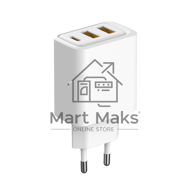 Сетевое зарядное устройство с двумя портами USB-A и одним портом USB-C, 10Вт Rexant