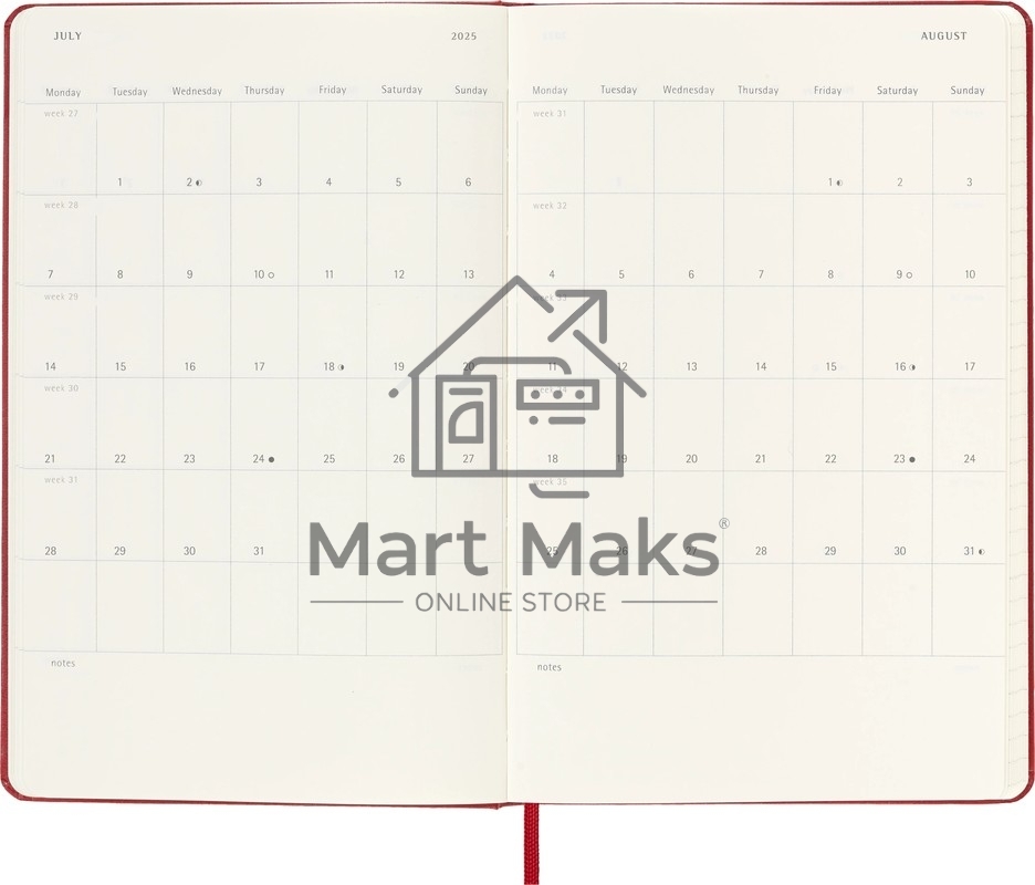 Еженедельник Moleskine ACADEMIC WKNT Large 130х210мм датир.18мес 208стр. красный