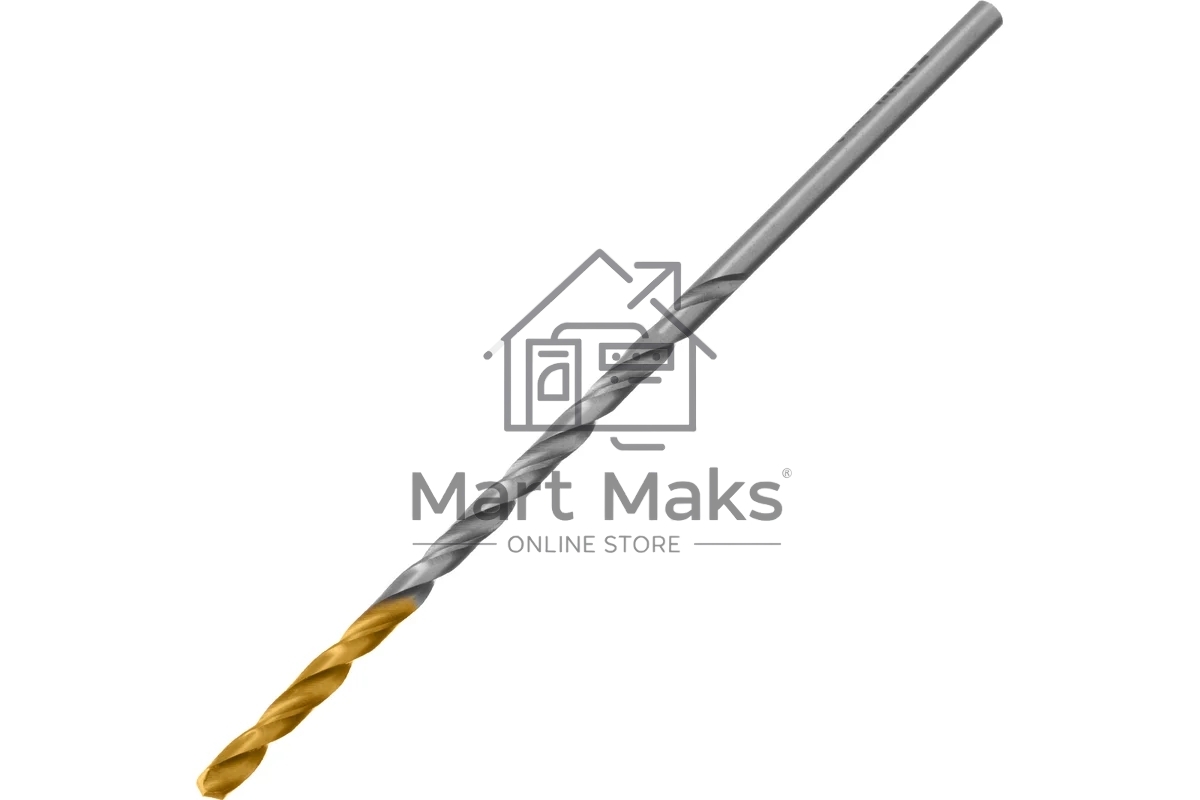 Сверло спиральное по металлу Denzel 3 х 100 мм, Р6М5, Golden Tip, удлиненное, 2 шт.