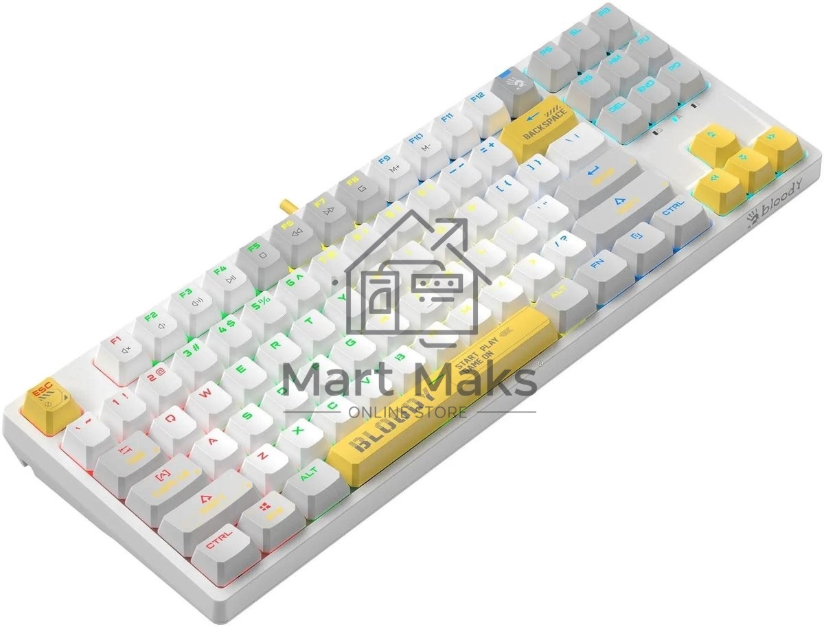 Клавиатура проводная A4Tech Bloody S87 Energy (S87 USB ENERGY WHITE) USB белый/желтый