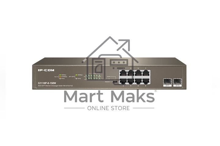 Неуправляемый коммутатор IP-COM G1110P-8-150W Ethernet 8GE+2SFP С 8-Портовым PoE