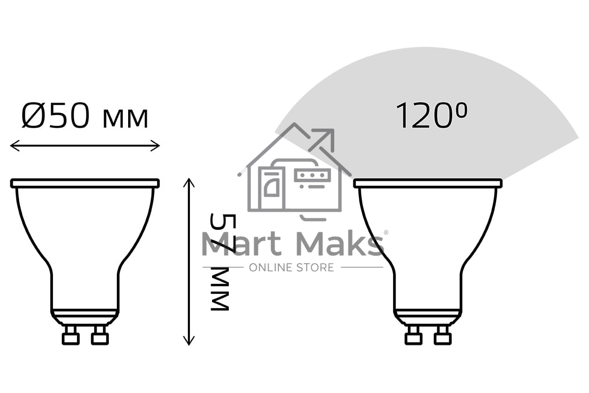 Лампа светодиодная Gauss Led MR16 GU10-dim 5Вт 3000К диммируемая 101506105-D