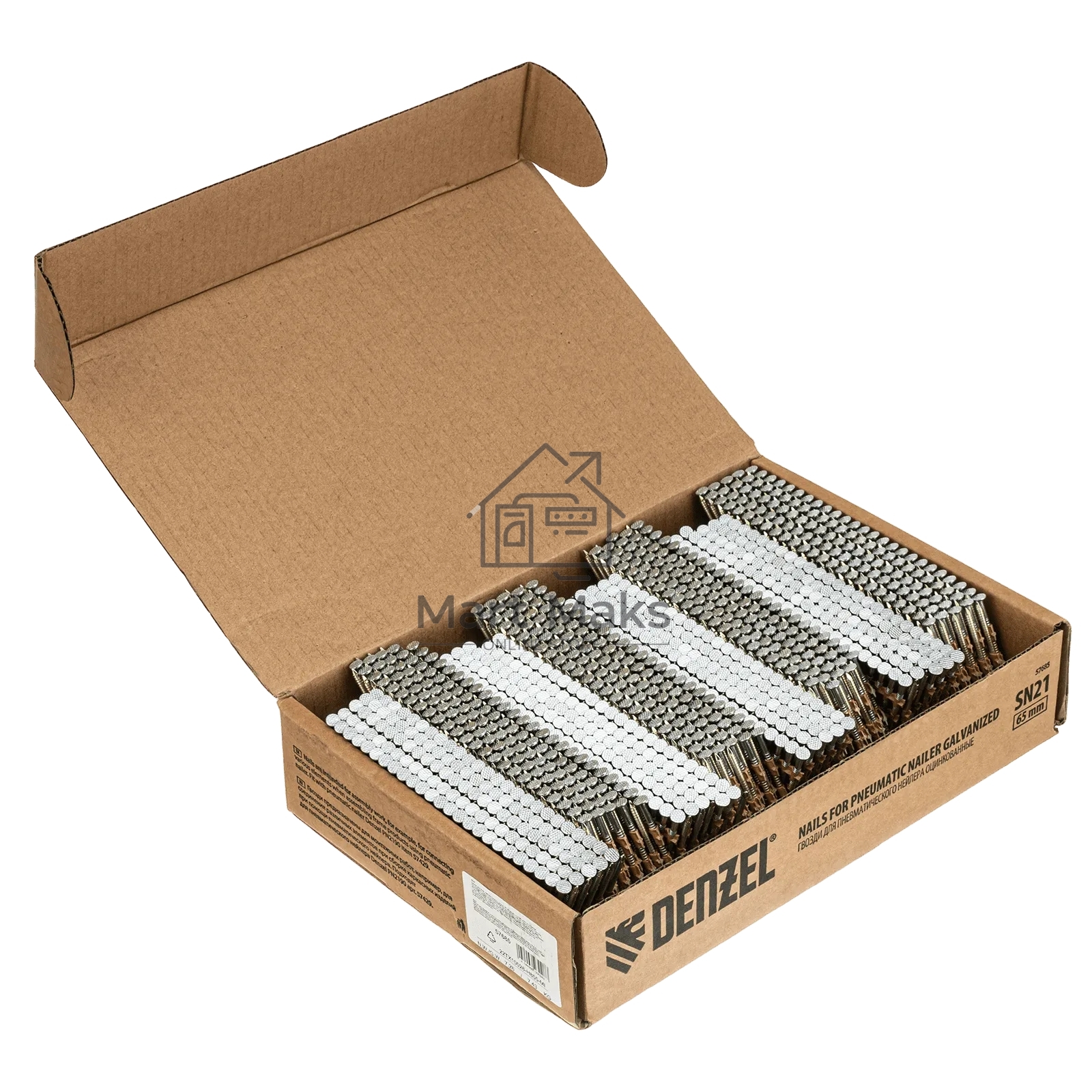 Гвозди Denzel для пнев. нейлера (оцинк.), длина - 65 мм, диам. - 2,9 мм, 2000 шт.