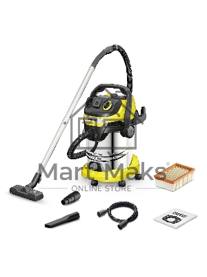Строительный пылесос Karcher WD 6 P S V-30/8/35/T (YSY) желтый, 300/1300 Вт, уборка сухая/сбор воды, пылесборник мешок/контейнер, 30 л