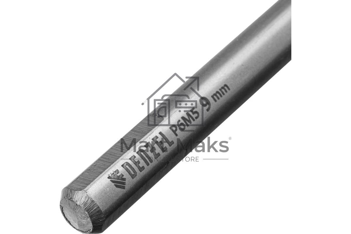 Сверло спиральное по металлу Denzel 9 х 175 мм, Р6М5, Golden Tip, удлиненное