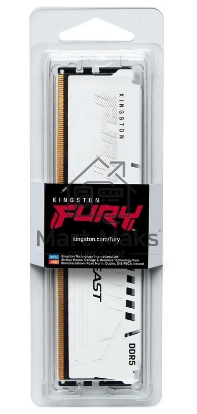 Оперативная память Kingston Fury Beast, DDR5, 16GB (1x16GB), 5200MHz, CL36, DIMM, с радиатором, белый